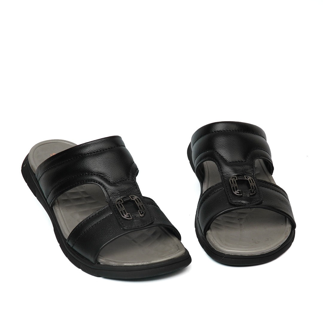 Sholite pure leather chappal black with bakle