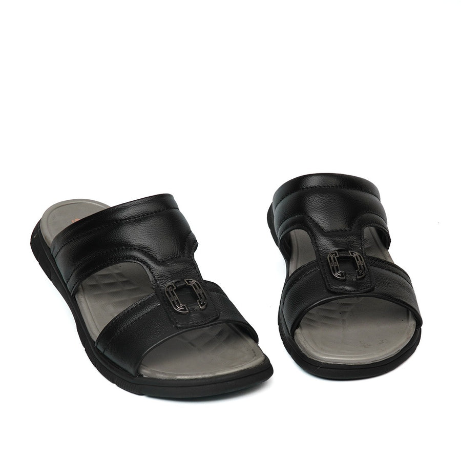 Sholite pure leather chappal black with bakle