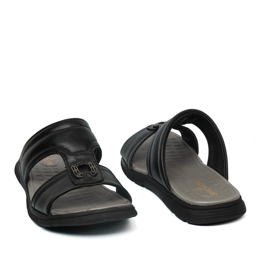 Sholite pure leather chappal black with bakle