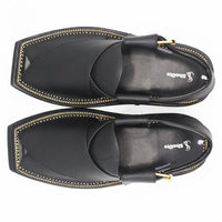 Black Leather Handmade Peshawari Charsadda Kaptaan Chappal